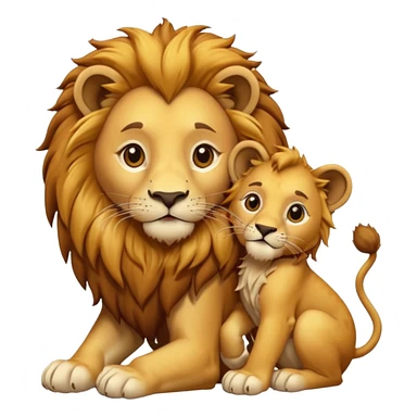 lion with a  cub playing sticker