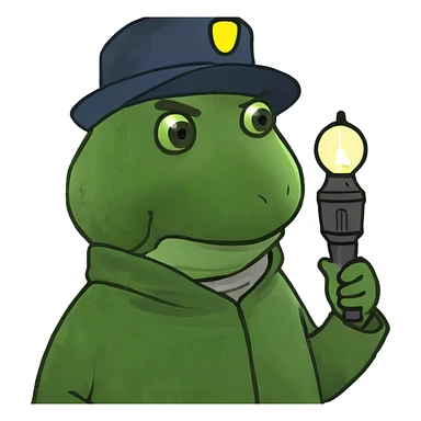 Guy hanging on one hand with a long coat and hat and flashlight  sticker