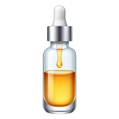 beauty serum bottle with a transparent section showing liquid level sticker