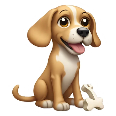 A dog with a bone  sticker