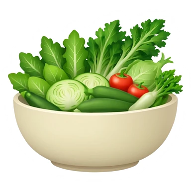 Healthy home cooking humanless avatar in clean style vibrant illustration. Fresh vegetables bowl, green tones, simple shapes, flat design, friendly and light. sticker