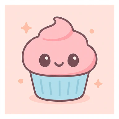 cupcake with pink icing, vibrant and cute sticker