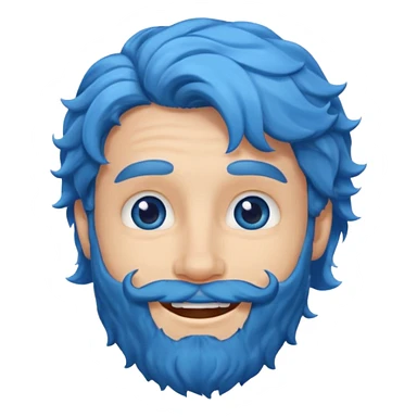 blue wavy haired bearded male, smiling sticker