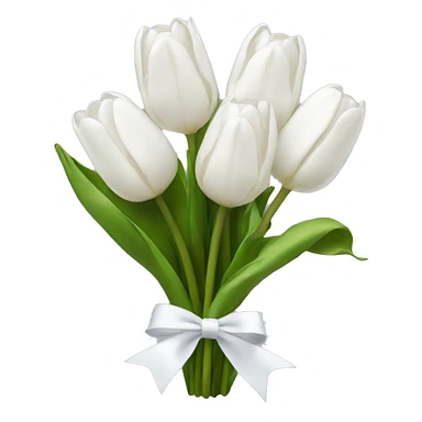 white tulip bouquet  with a white bow sticker