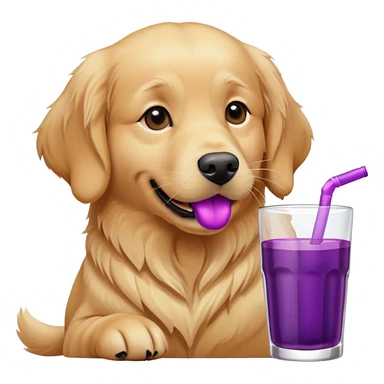Golden retriever, drinking purple juice sticker
