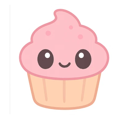 cute cupcake with pink icing, kawaii style sticker