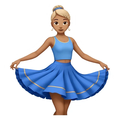 lyrical dancer spinning, blue skirt, expressive sticker