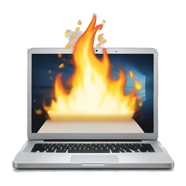 a laptop on fire sticker