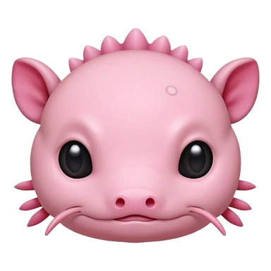simple axolotl head, animal emoji style, soft pink color, cute face, minimalistic, rounded features sticker