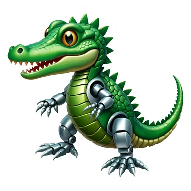 baby crocodile with robot hands sticker