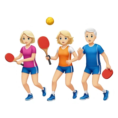 4 white people playing pickball. Two guys two girls  sticker