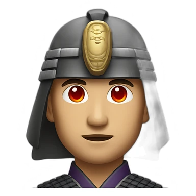 samurai's face has a red circle on his forehead sticker