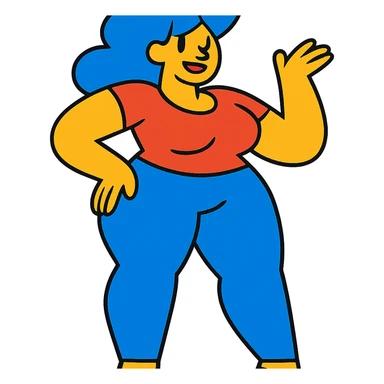 woman with exaggerated proportions sticker