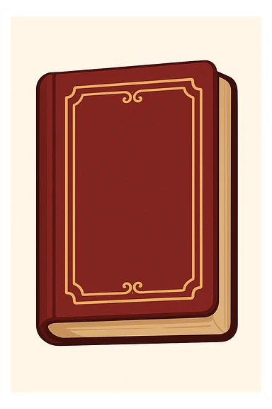 Create an emoji of a classic French book inspired by 'À la recherche du temps perdu' with a deep red cover, gold title, elegant and minimal design, no text. Maintain a classic and refined look. sticker