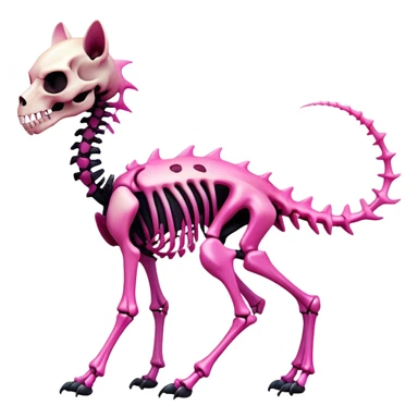 A black and pink gradient epic shiny cool edgy skeletal animal, full body sticker