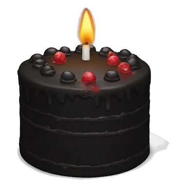 Black cake with candle sticker