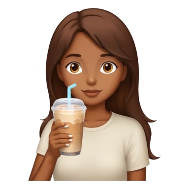 Brown girl brown hair ice latte sticker