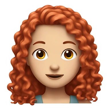 A white girl with long red curly hair make a peace sign sticker