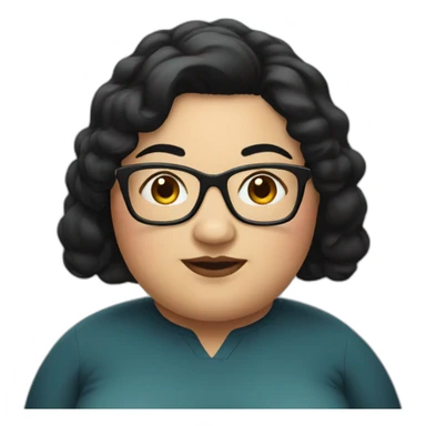 fat woman with black hair and glasses sticker
