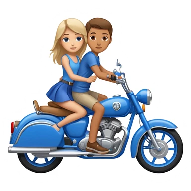 Blue motorcycle with a boy and girl riding on top sticker
