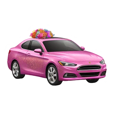Pink car with glitter and decorated flowers  sticker