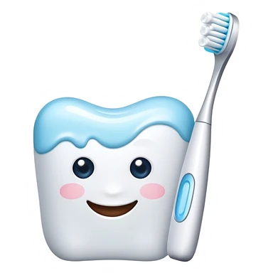 toothbrush with toothpaste and sparkling clean teeth, simple and cute sticker