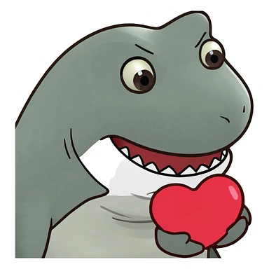 Shark holding heart sticker