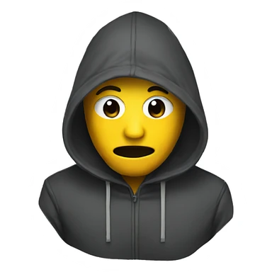 man in hoodie, with a mask sticker