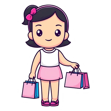 Fashionable girly girl with sparkles, pink accessories, and shopping bags sticker