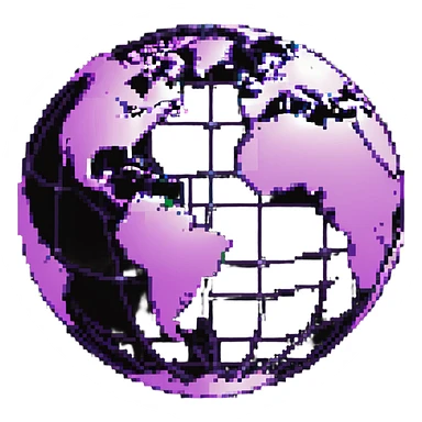world globe with a connected network, purple and light pink colors sticker