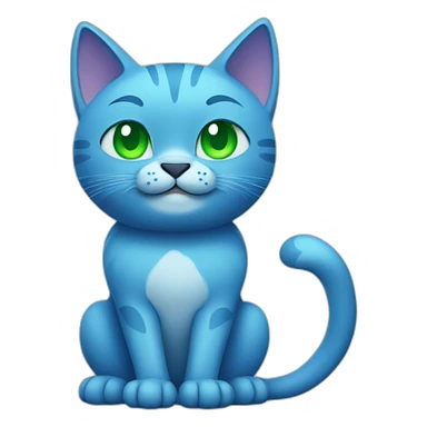 blue cat with green eyes thumbs up sticker