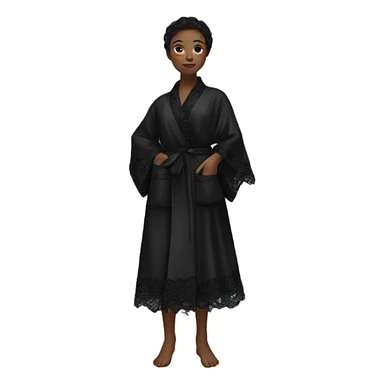 black silk robe with black lace sticker