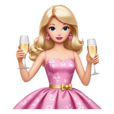 barbie with champagne,Cherry blossom sticker