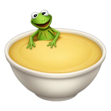 Kermit the Frog standing in a bowl of butterscotch pudding sticker