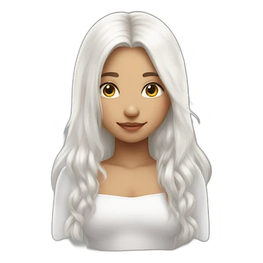 girl with angel wings on her back and white straight hair sticker