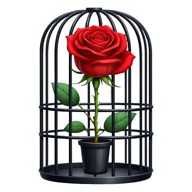 Red rose in black cage sticker