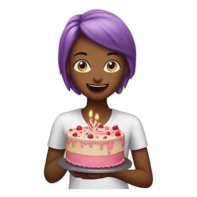 Birthday girl eating cake sticker