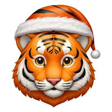 tiger with santa claus hat sticker