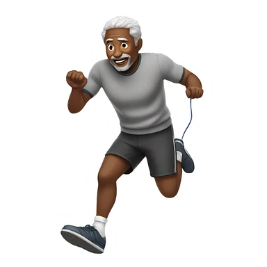 Black older man in sweater jumping rope sticker