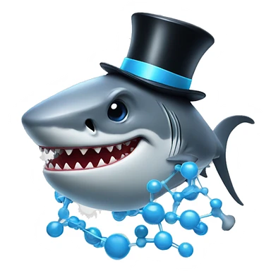 Mad shark wearing top hat and molecule  sticker
