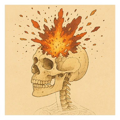 a skull exploding, anatomical diagram sticker