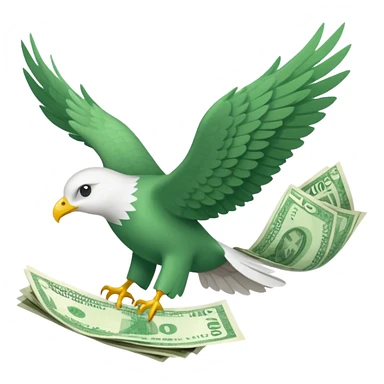 un fajo de dólares con alas volando, "que no sea un ave agarrando el fajo" quiero que el fajo de billetes tenga alas sticker