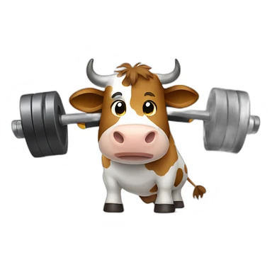 cow lifting weights sticker