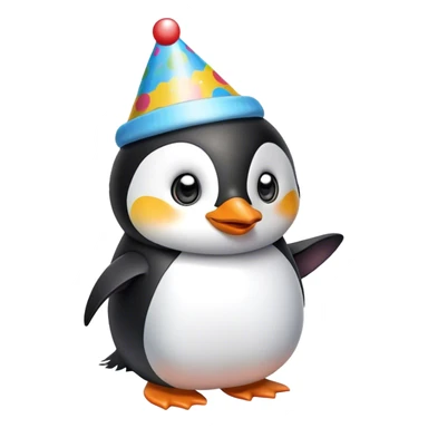 Penguin wearing a birthday hat sticker