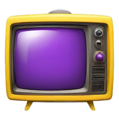 purple retro TV with yellow screen sticker