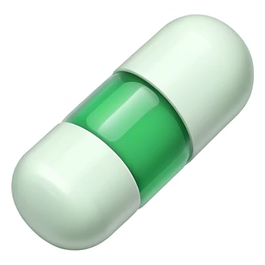 a green and white pill capsule sticker