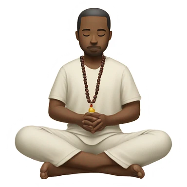 man meditating with prayer beads sticker