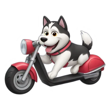 fat husky racing on scooter sticker