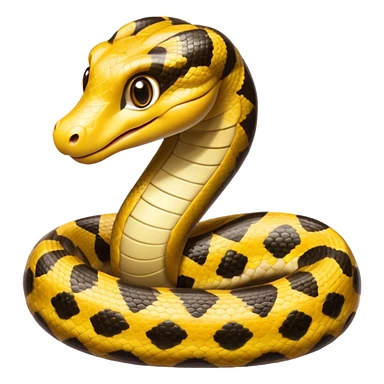cinematic-cute-anaconda-portrait-emoji,-head-tilted-playfully-and-inquisitively,-with-a-sleek,-shimmering-body-adorned-with-detailed-scale-sriped patterns-and-round,-sparkling-eyes-full-of-wonder,-simplified-yet-irresistibly-adorable-features sticker