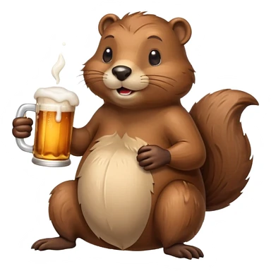 A relaxed beaver leaning back with a foamy beer mug sticker
